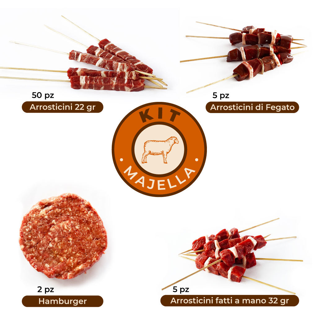 Kit Majella, mix arrosticini e hamburger