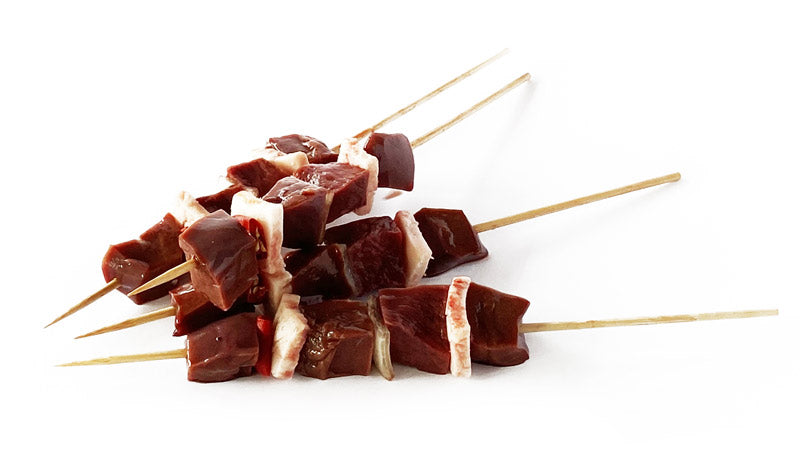 Arrosticini Abruzzesi di Fegato, Cipolla e Peperoncino Fatti a Mano 34-37g